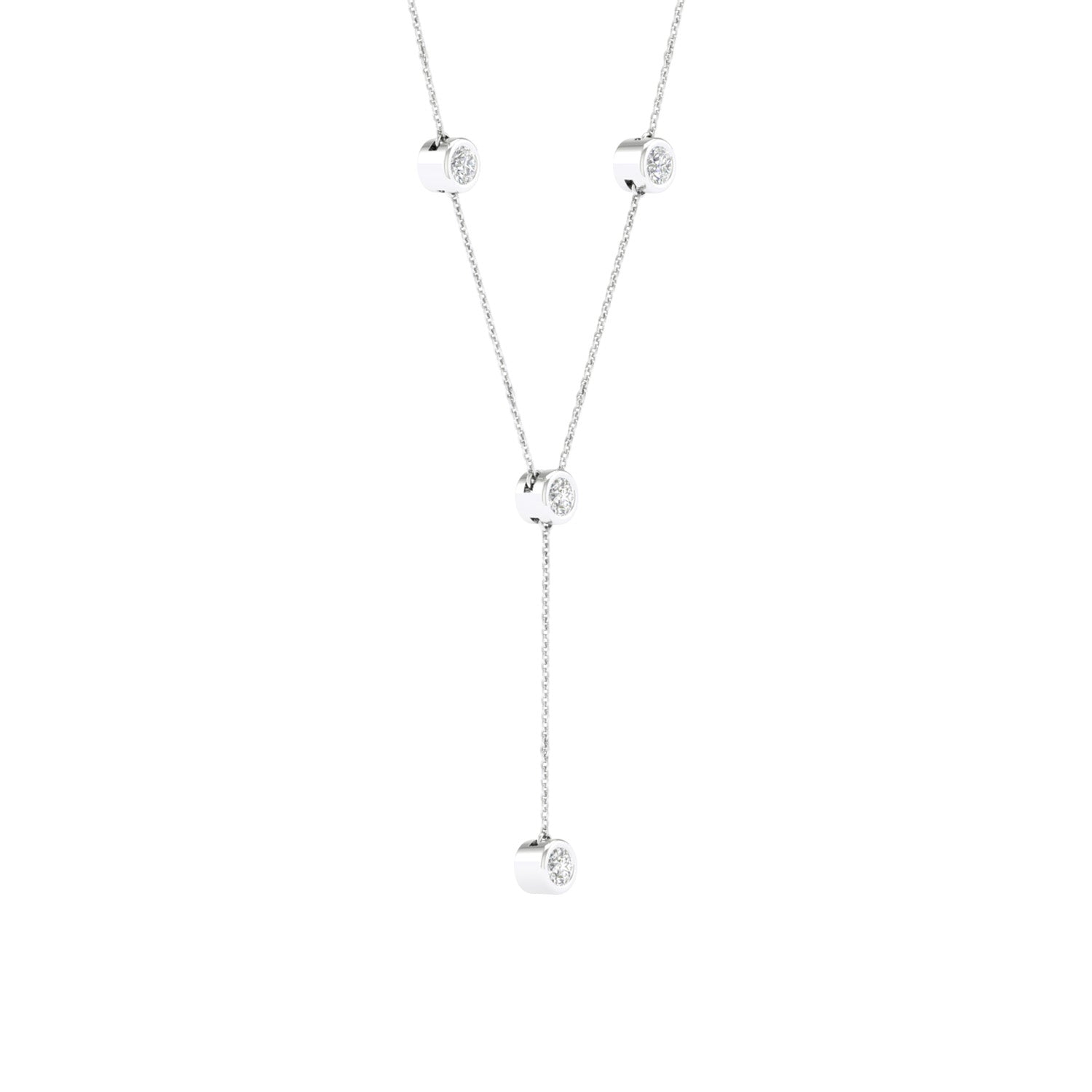 Encompassing Round Stationed Y Necklace_Product angle_1/4 Ct. - 2