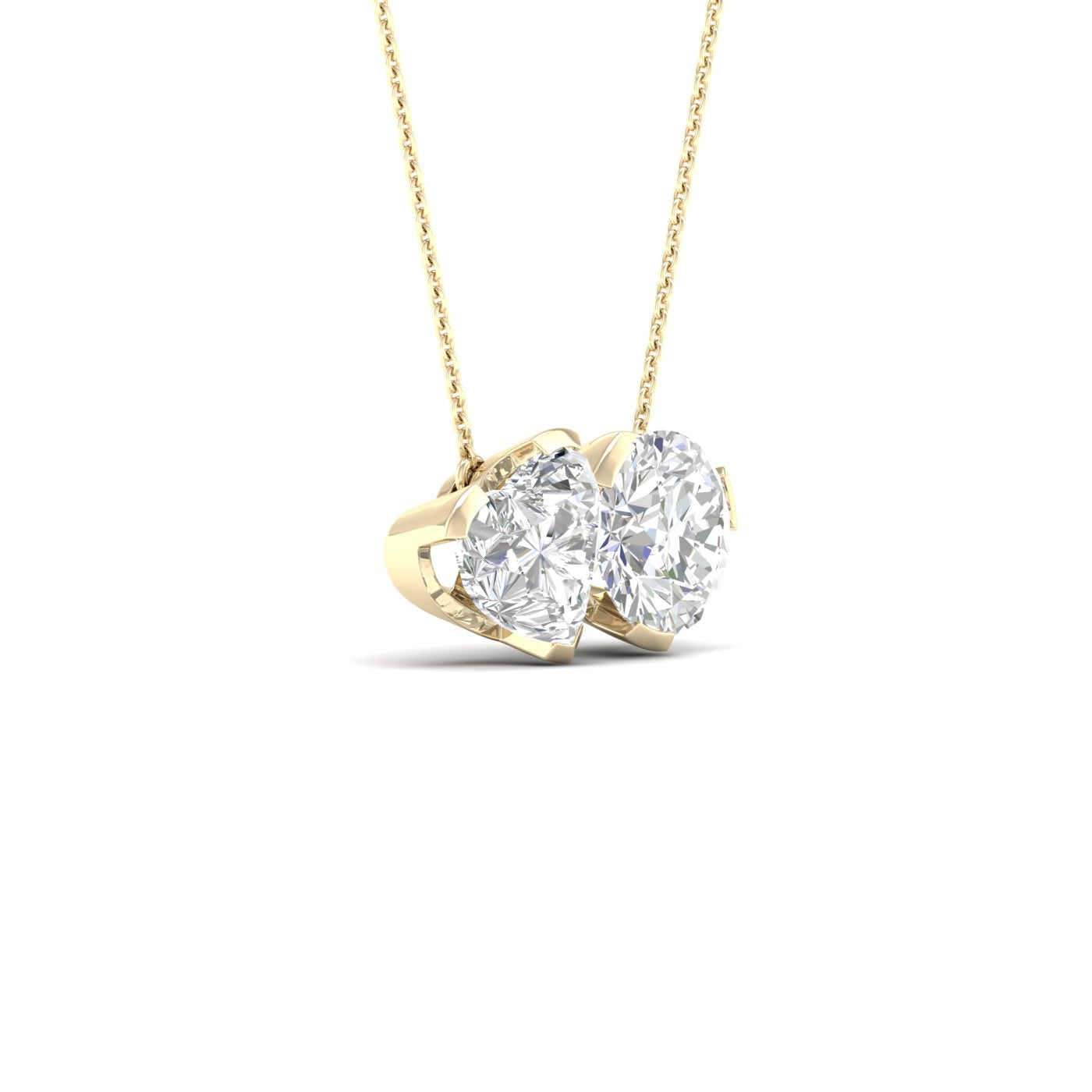 Atmos Heart Round Diamond Two-Stone Necklace_Product Angle_2 Ct. - 2