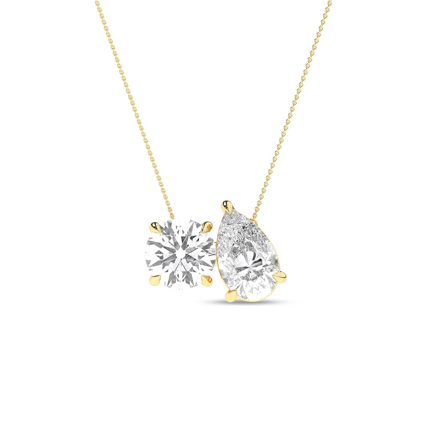 Atmos Round Pear Diamond Two-Stone Necklace_Product Angle_PCP Main Image