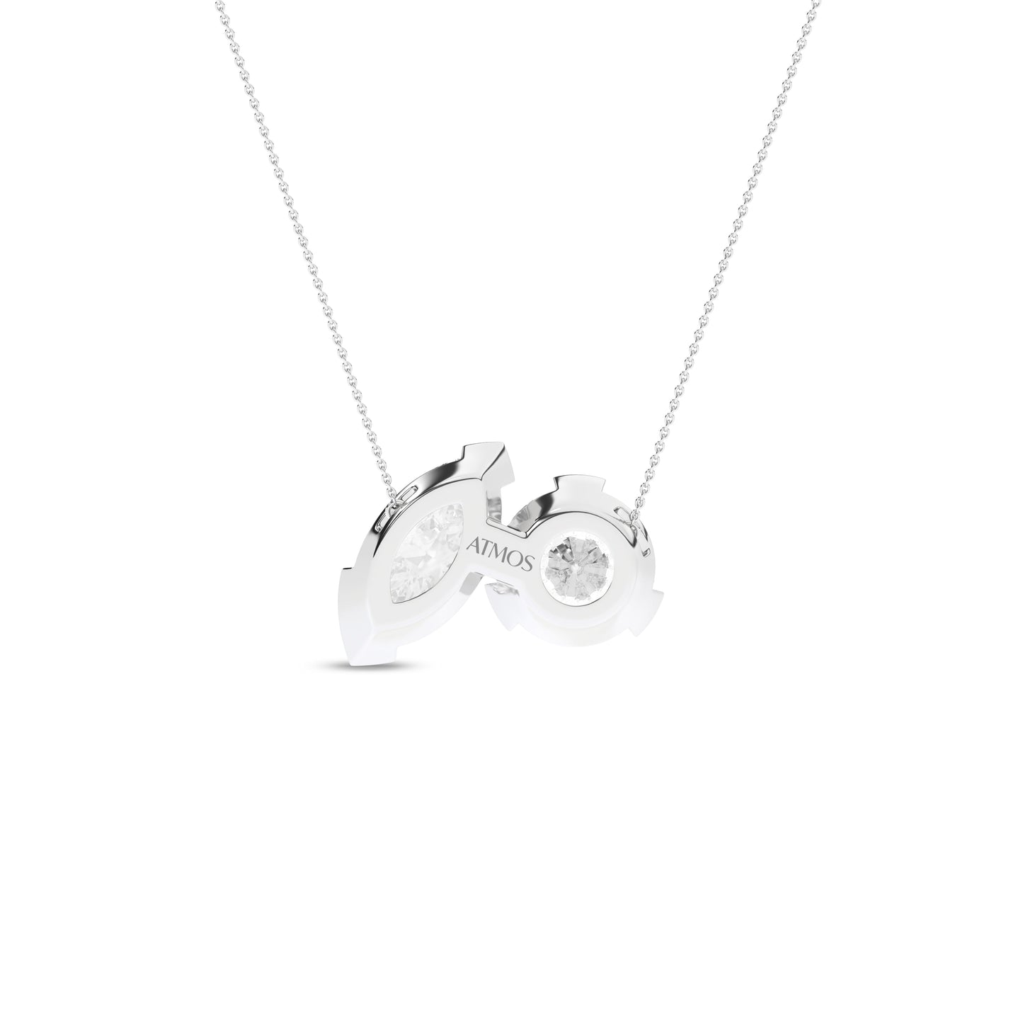 Atmos Round Marquise Diamond Two-Stone Necklace_Product Angle_2 Ct. - 3