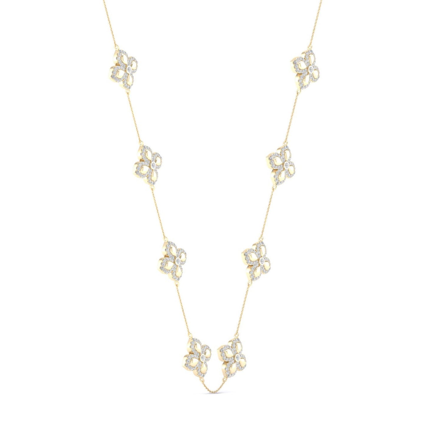 La Fleur Diamond Contour Stationed Necklace_Product Angle_1 1/3 - 3