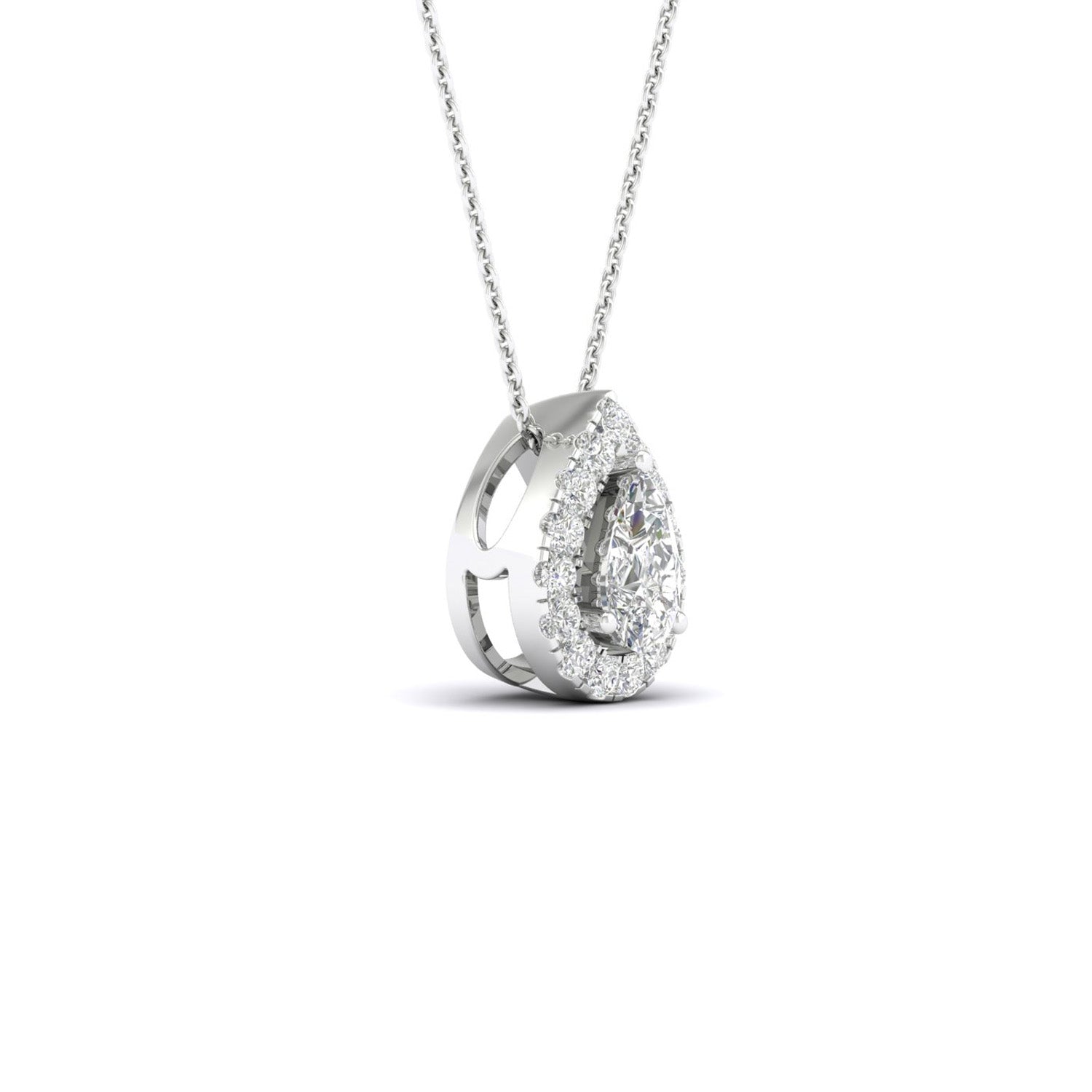 Petite Dewdrop Halo Necklace_Product angle_1/6 Ct. - 2