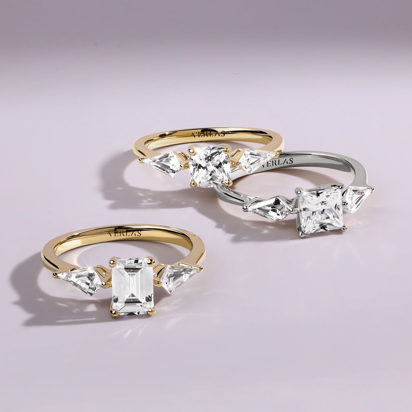 Cushion - Kite Trinity Diamond Ring