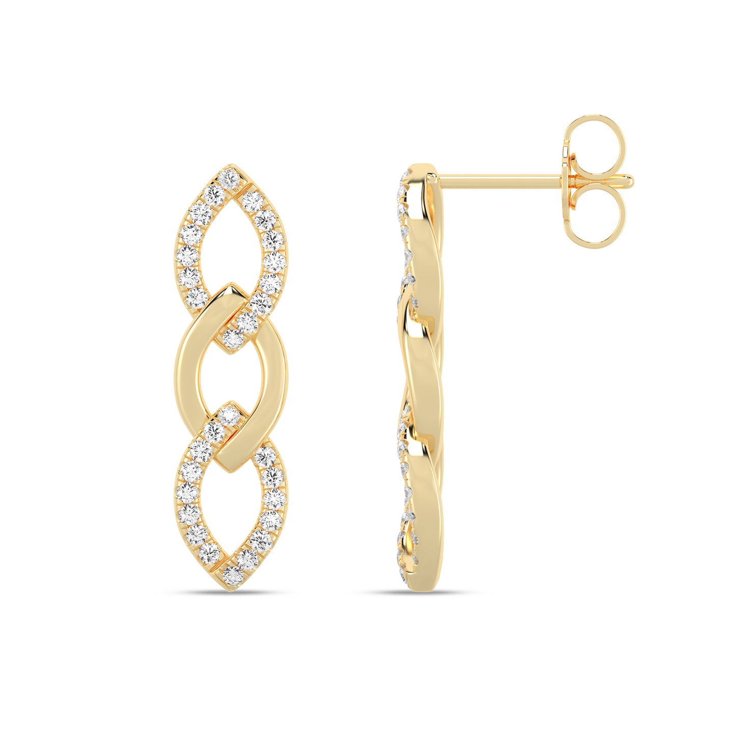 Alternating Cascading Diamond 3-Link Earrings