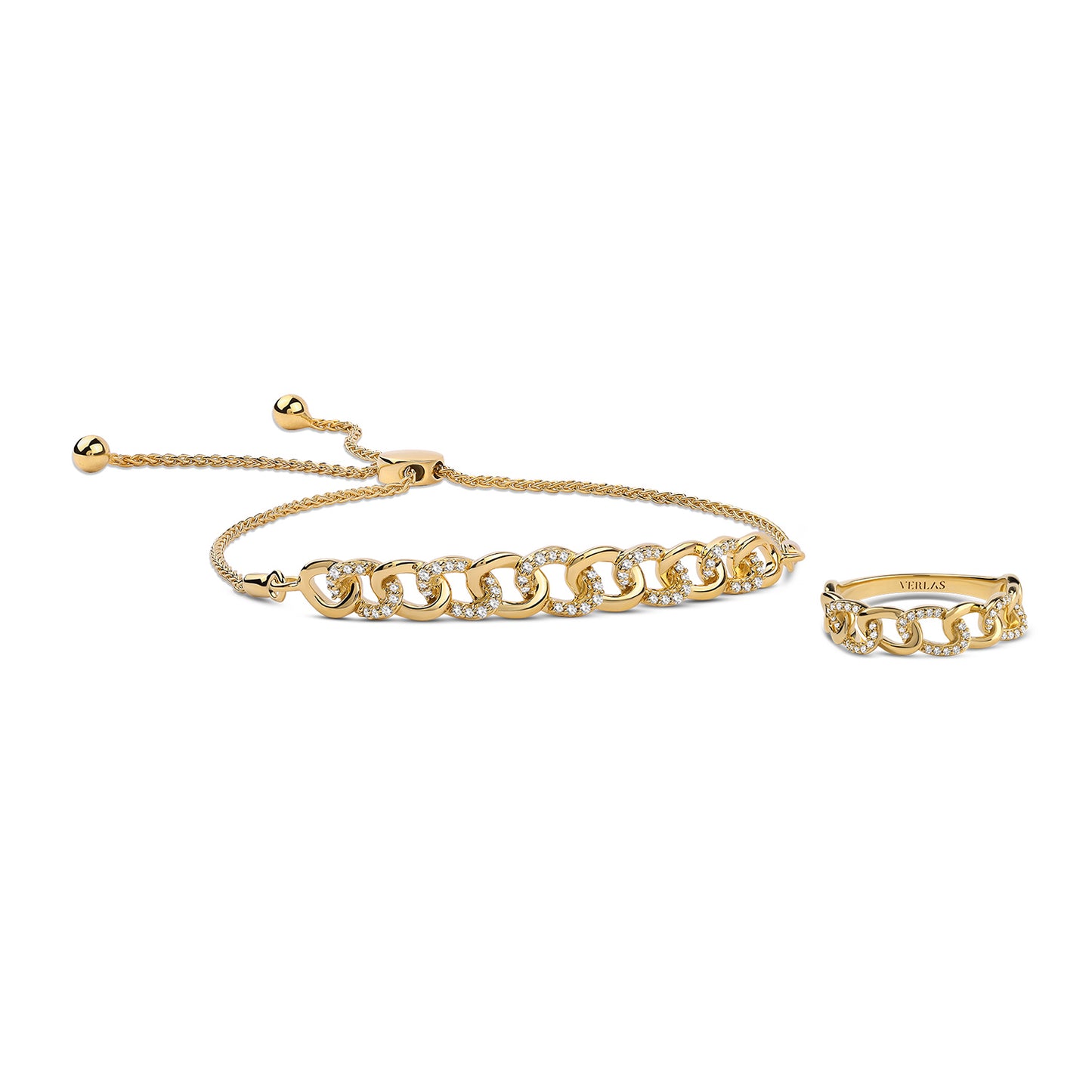 Alternating Diamond Curb Link Bolo Bracelet