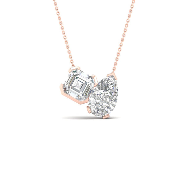 Cushion Pear Diamond Two-Stone Necklace