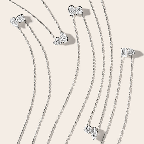 Cushion Oval Diamond Two-Stone Necklace