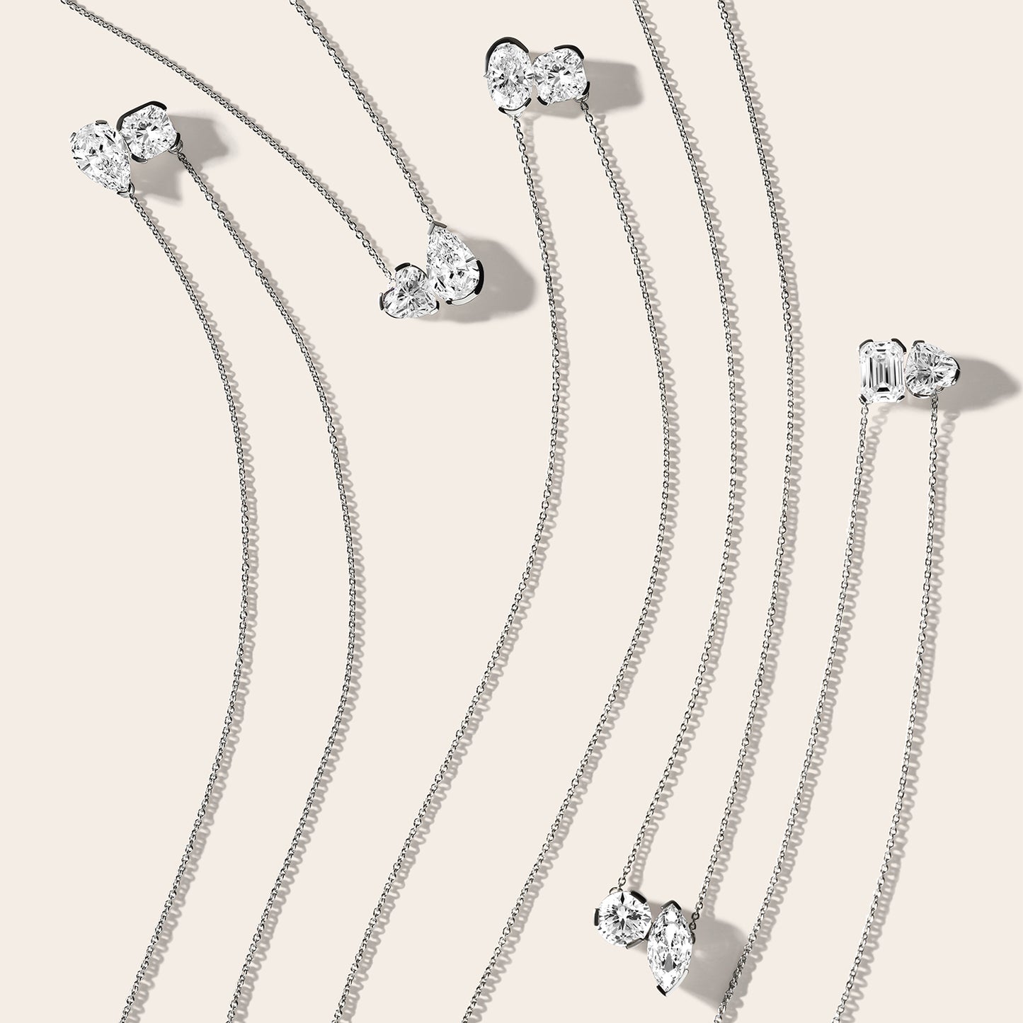 Cushion Oval Diamond Two-Stone Necklace