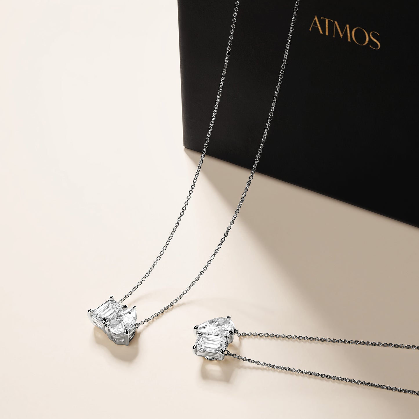 Atmos Emerald Pear Diamond Two-Stone Necklace