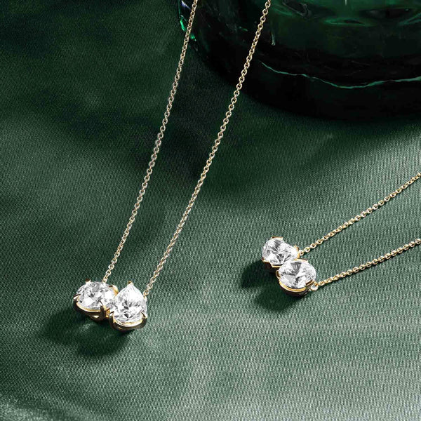 Heart Round Diamond Two-Stone Necklace