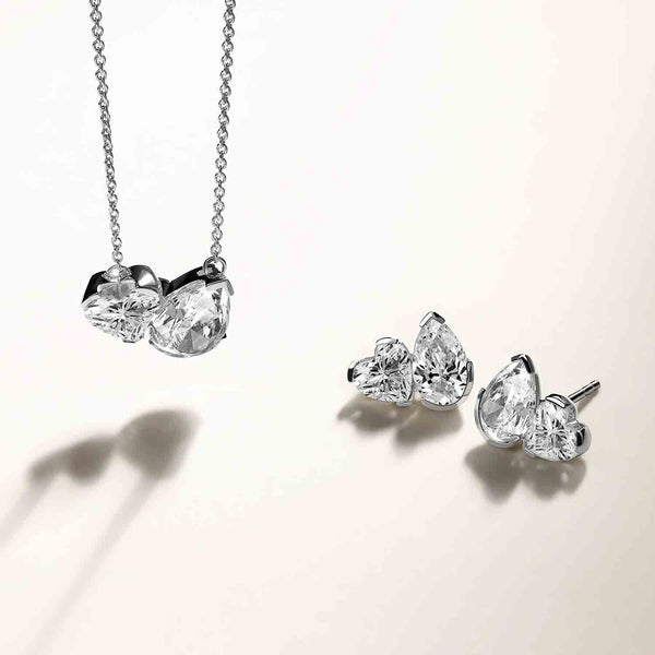 Atmos Pear Heart Diamond Two-Stone Studs
