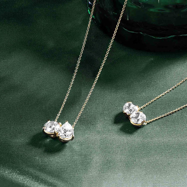 Pear Heart Diamond Two-Stone Studs