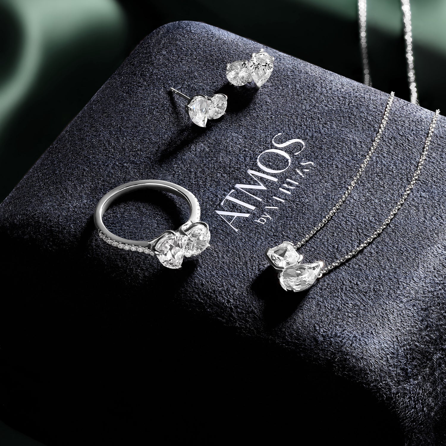 Atmos Round Pear Diamond Two Stone Studs_Product angle _PCP Main Image