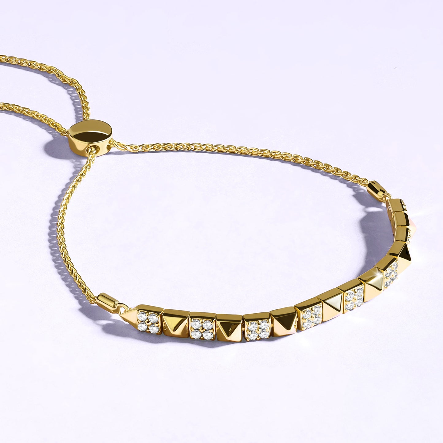 Pyramid Sequence Diamond Bolo Bracelet