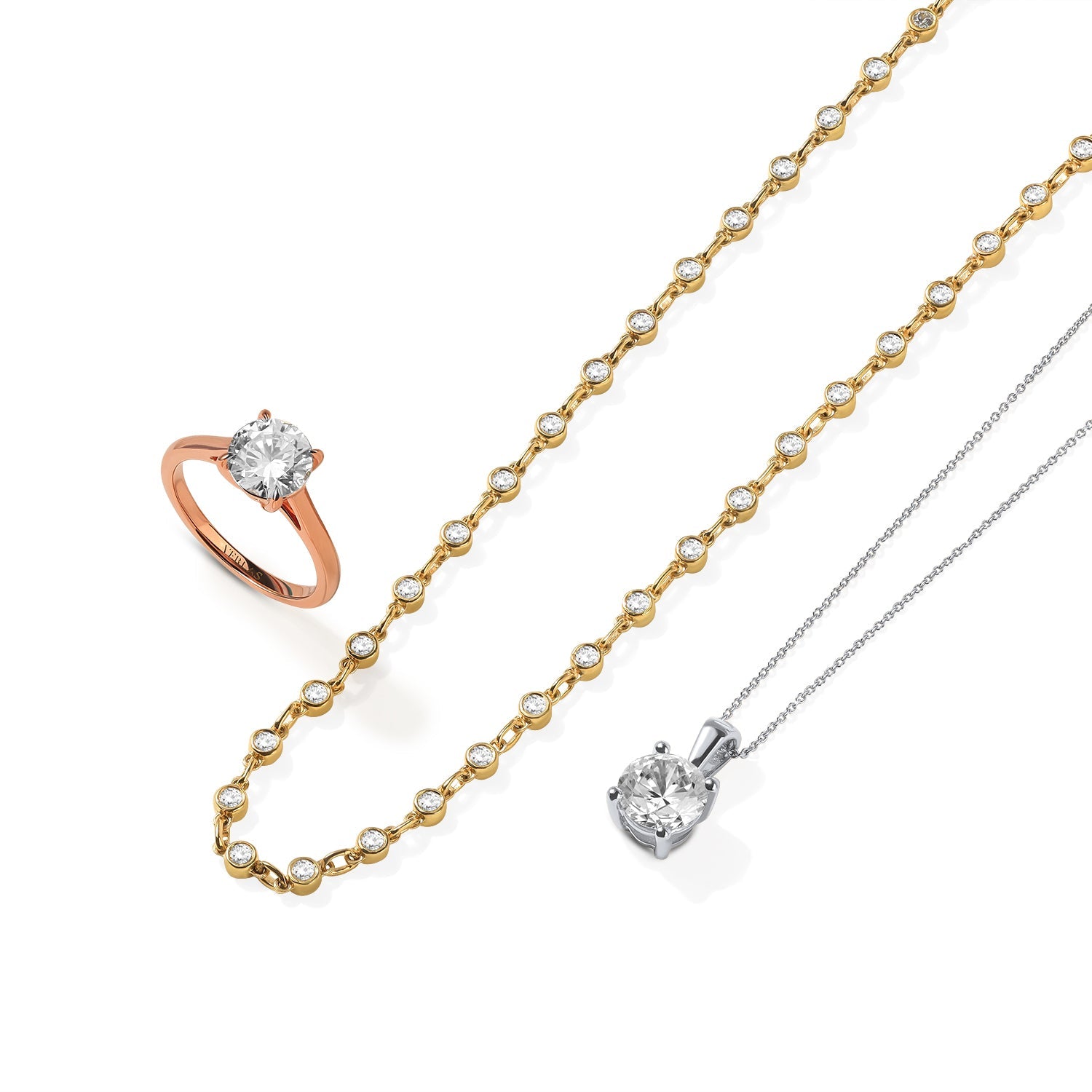 Bezel Set Diamond Necklace – Verlas