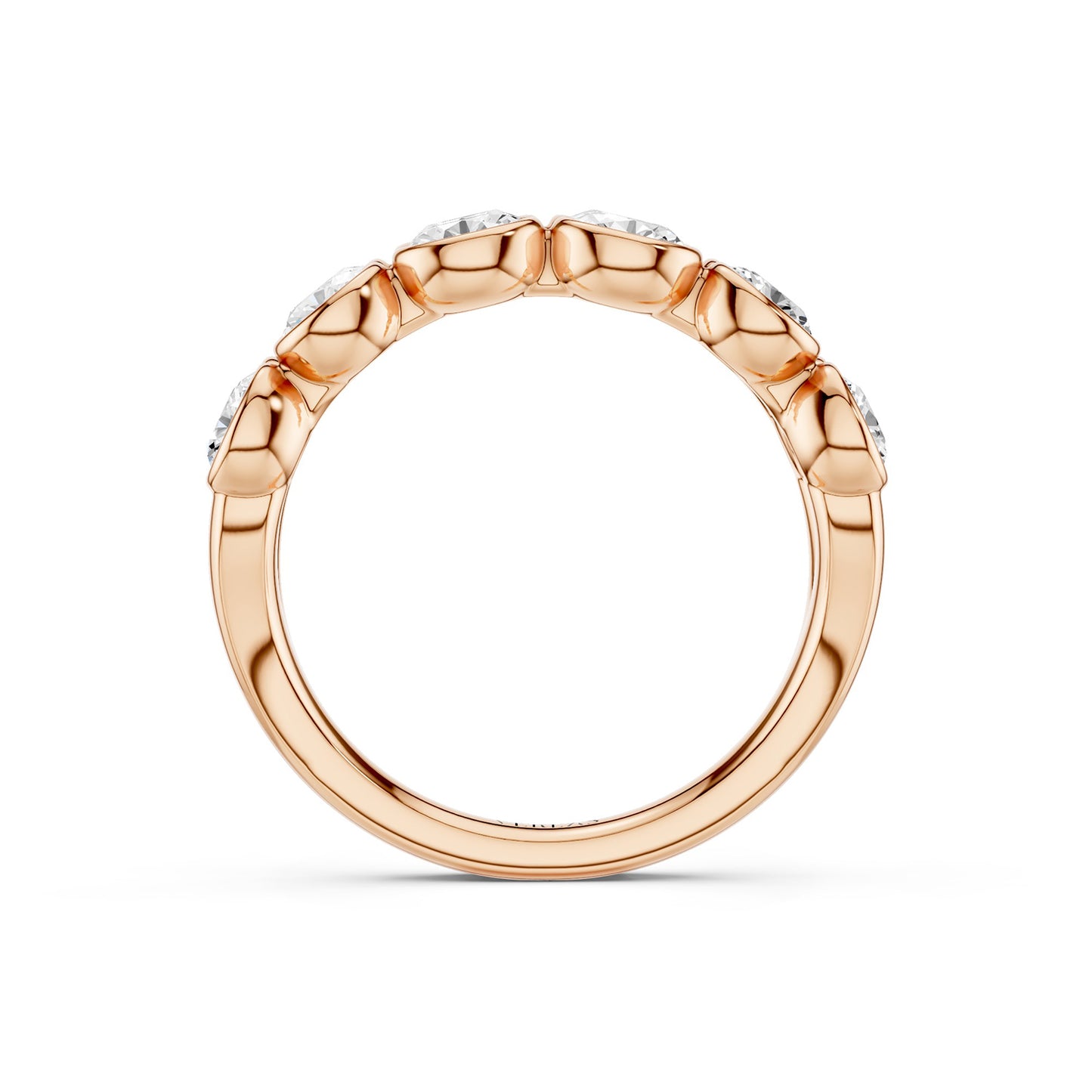 Two-Tier Oval Bezel-Set Diamond Band