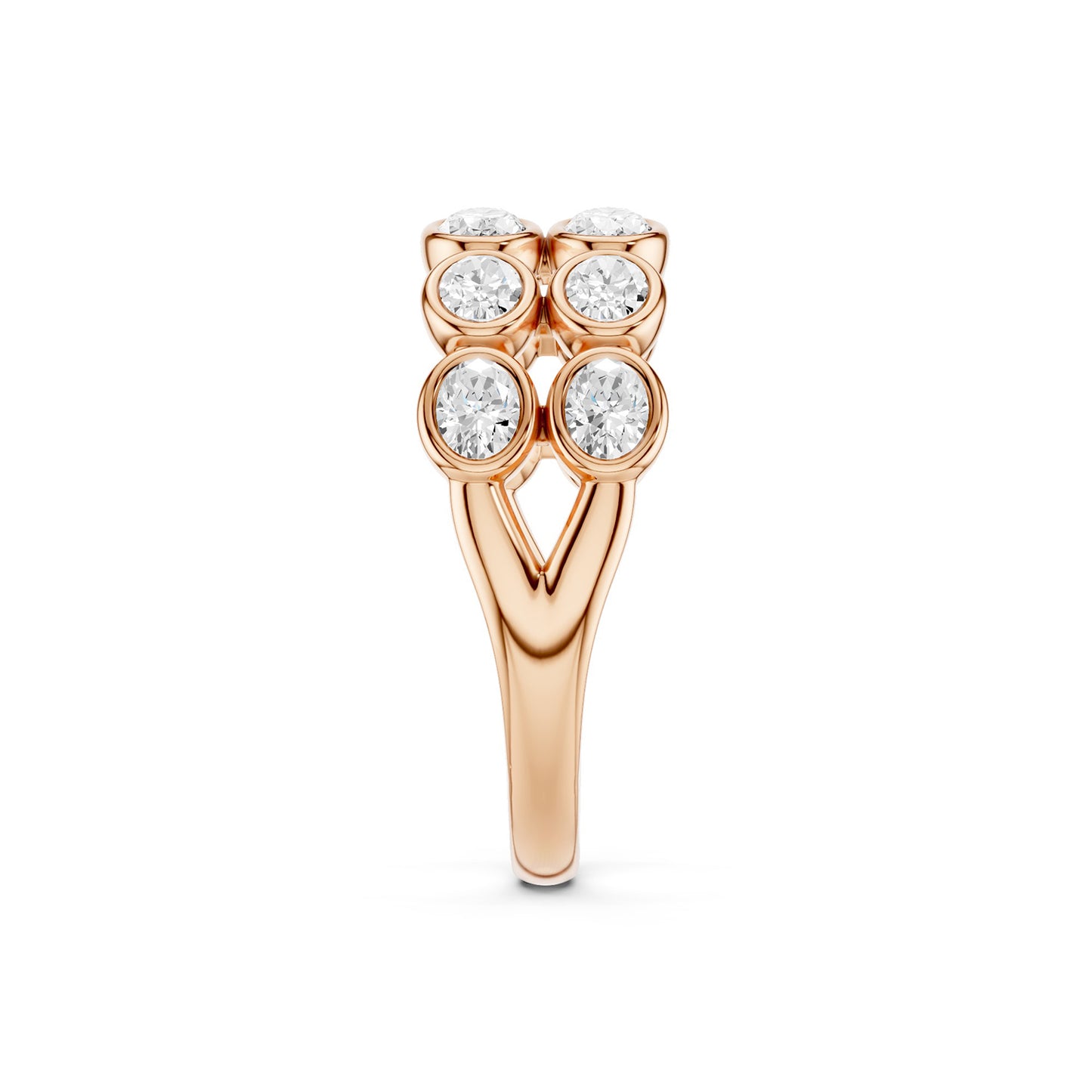 Two-Tier Oval Bezel-Set Diamond Band