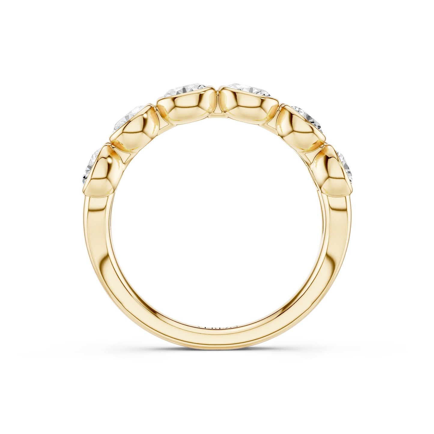 Two-Tier Oval Bezel-Set Diamond Band