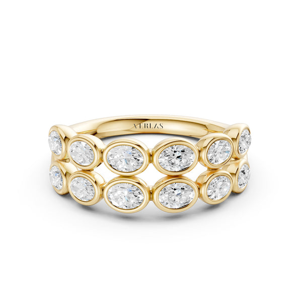 Two-Tier Oval Bezel-Set Diamond Band