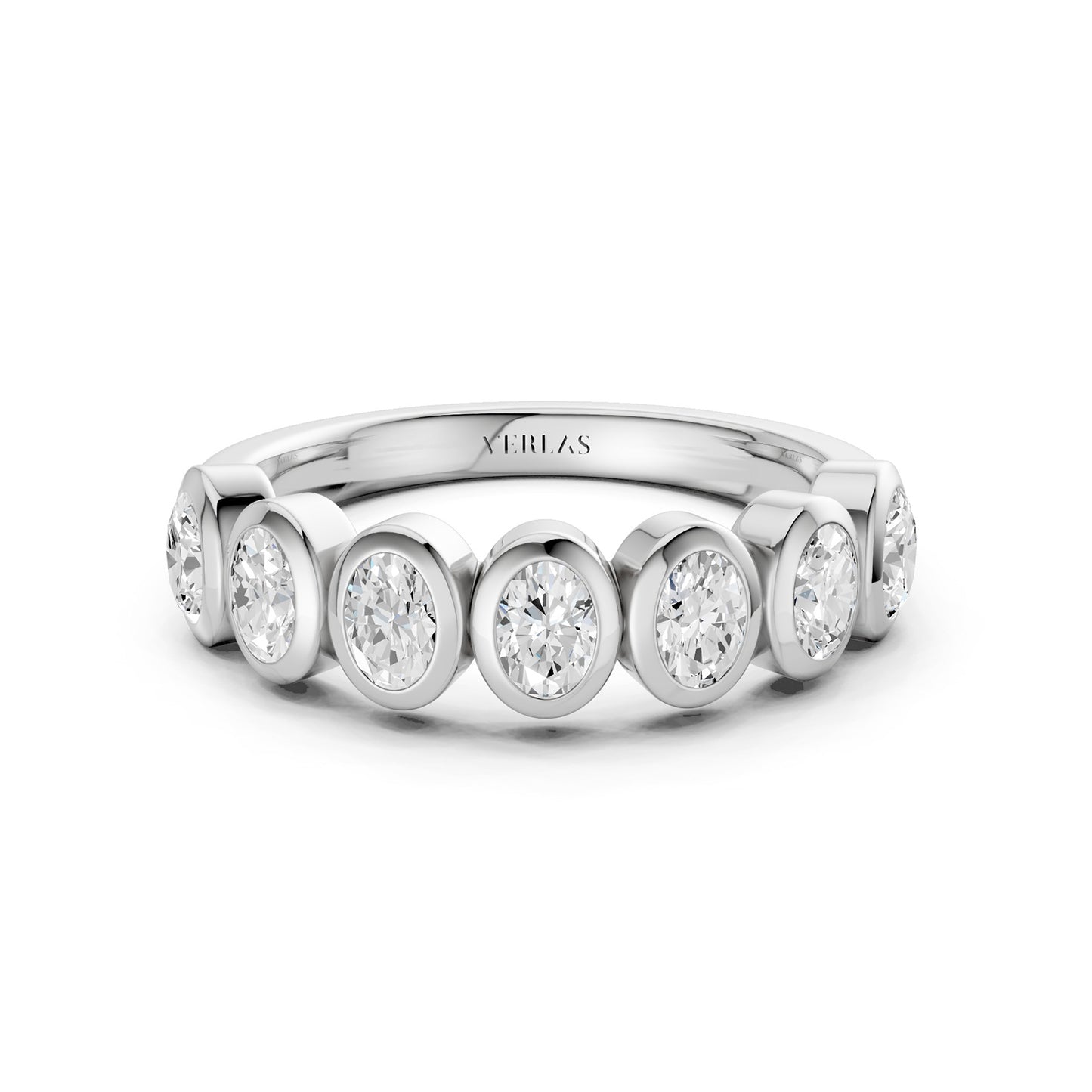 Oval Bezel-Set Half-Eternity Diamond Band