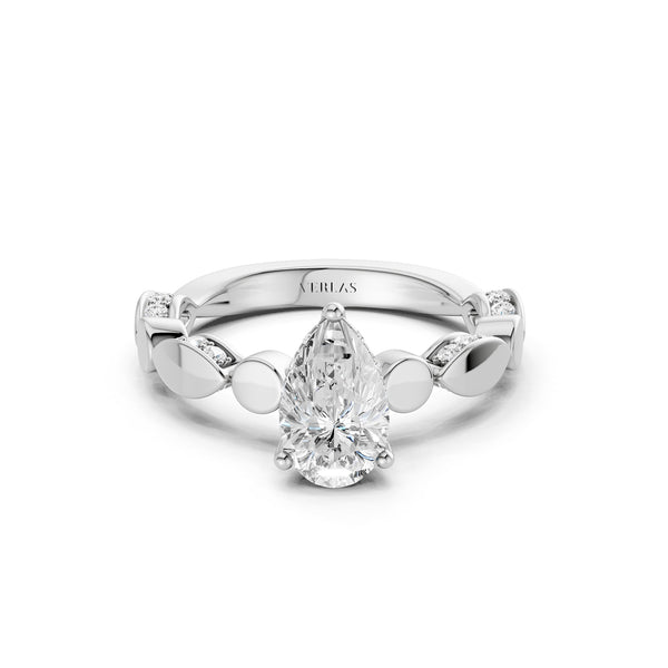 Pear Hidden Halo Accent Diamond Ring
