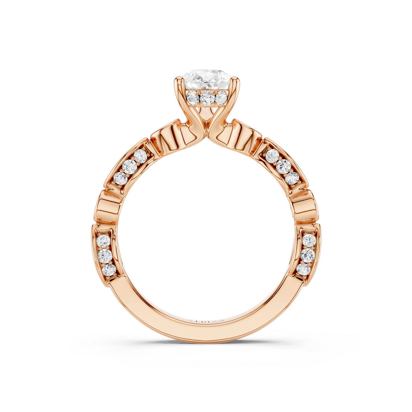 Pear Hidden Halo Accent Diamond Ring