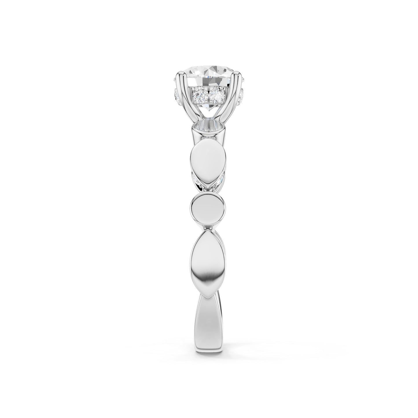 Round Hidden Halo Accent Diamond Ring