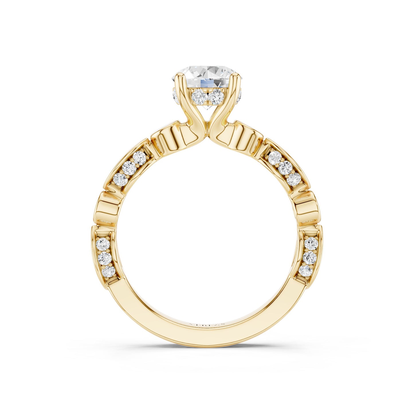 Round Hidden Halo Accent Diamond Ring