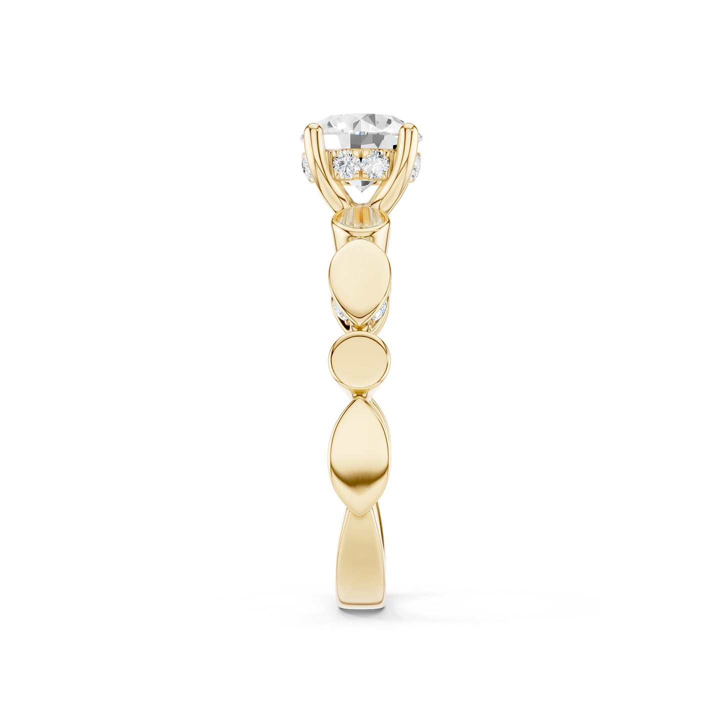 Round Hidden Halo Accent Diamond Ring