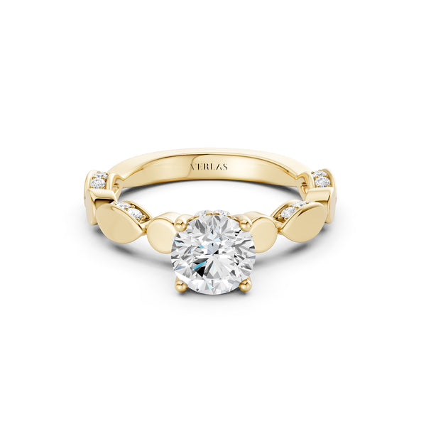 Round Hidden Halo Accent Diamond Ring