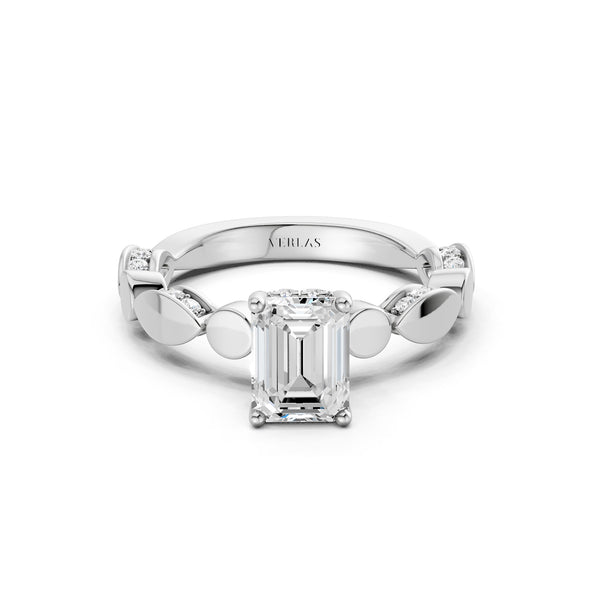 Emerald Hidden Halo Accent Diamond Ring