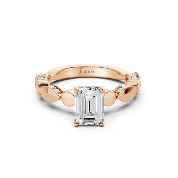 Emerald Hidden Halo Accent Diamond Ring