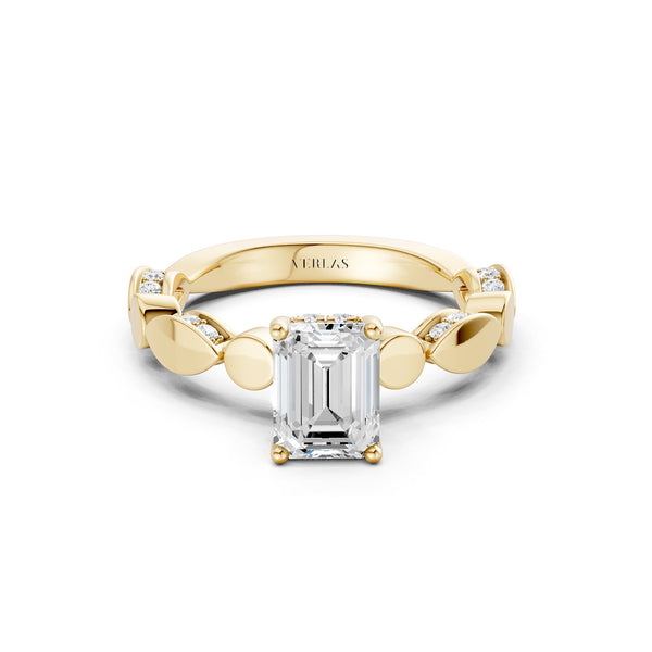 Emerald Hidden Halo Accent Diamond Ring