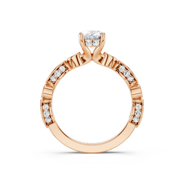 Oval Hidden Halo Accent Diamond Ring