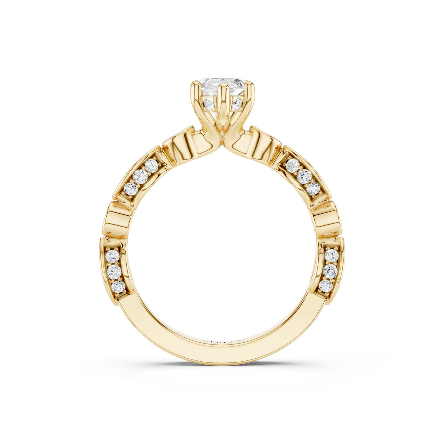 Marquise Hidden Halo Accent Diamond Ring