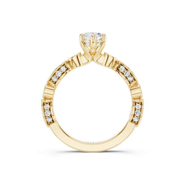 Marquise Hidden Halo Accent Diamond Ring
