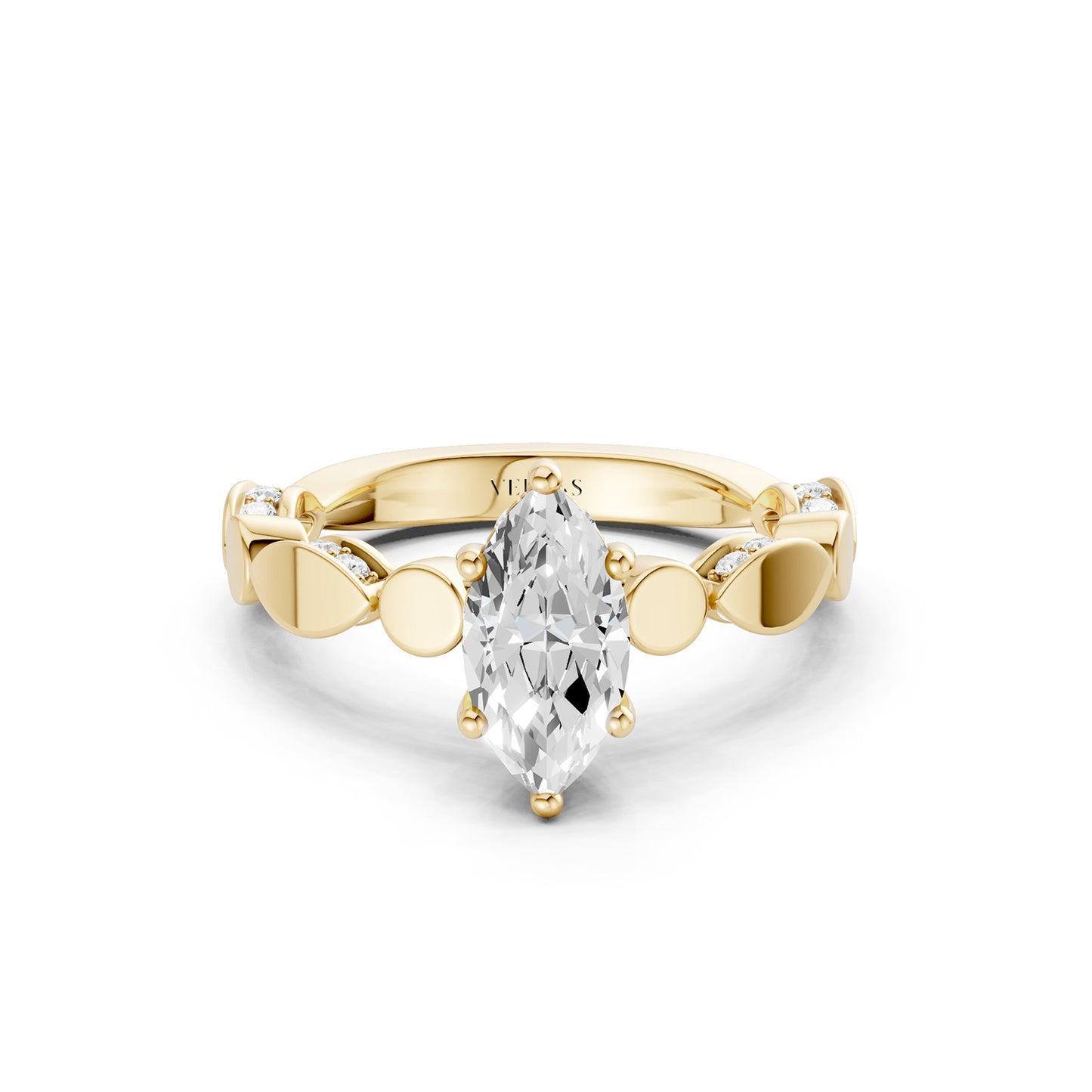 Marquise Hidden Halo Accent Diamond Ring