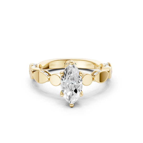 Marquise Hidden Halo Accent Diamond Ring