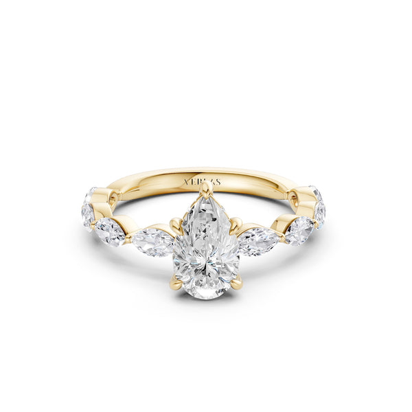 Pear-Marquise Hidden Halo Diamond Ring