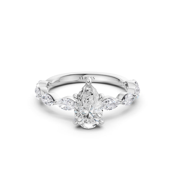 Pear-Marquise Hidden Halo Diamond Ring