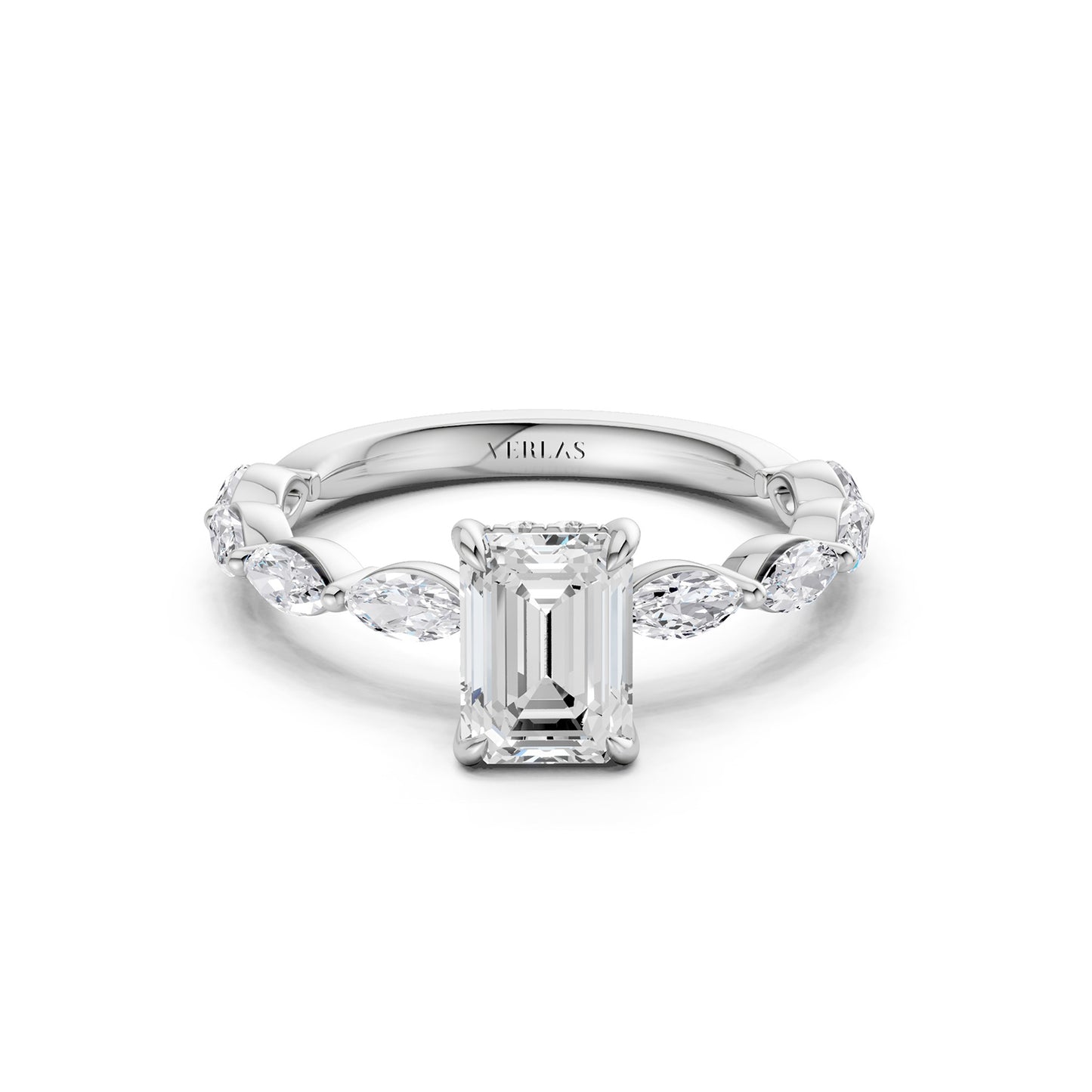 Emerald-Marquise Hidden Halo Diamond Ring