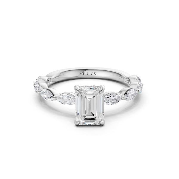 Emerald-Marquise Hidden Halo Diamond Ring
