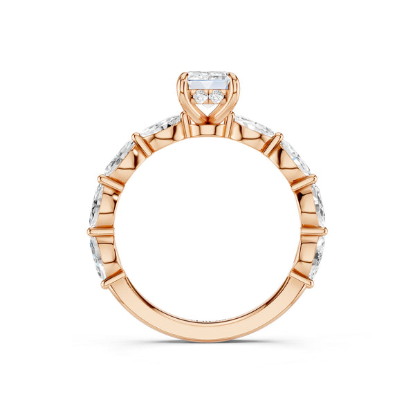 Emerald-Marquise Hidden Halo Diamond Ring