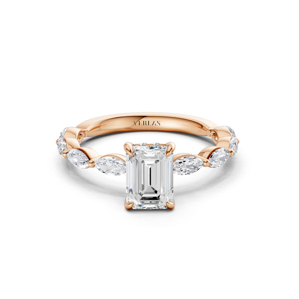 Emerald-Marquise Hidden Halo Diamond Ring