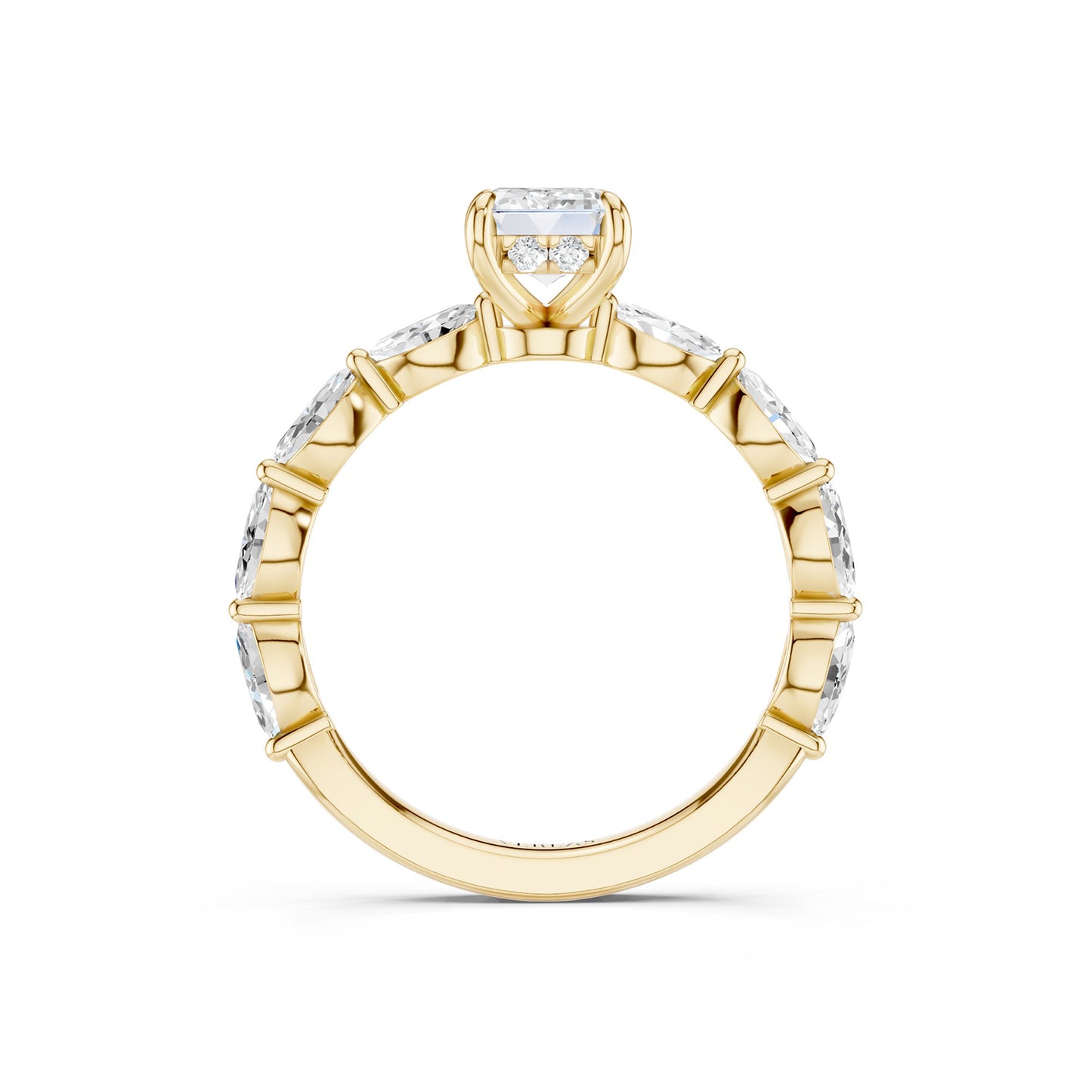 Emerald-Marquise Hidden Halo Diamond Ring