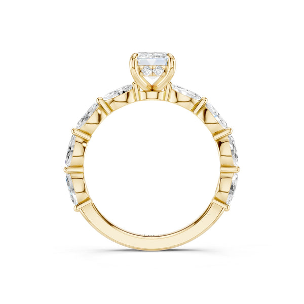 Emerald-Marquise Hidden Halo Diamond Ring