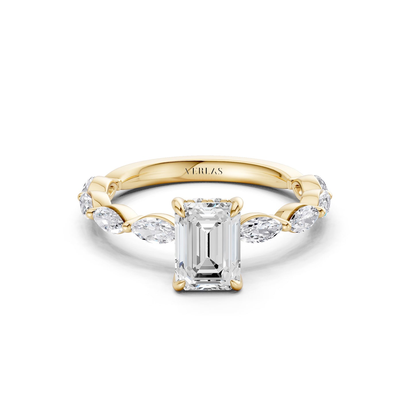 Emerald-Marquise Hidden Halo Diamond Ring