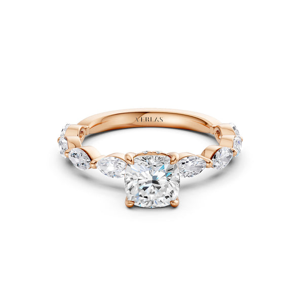 Cushion-Marquise  Hidden Halo Diamond Ring