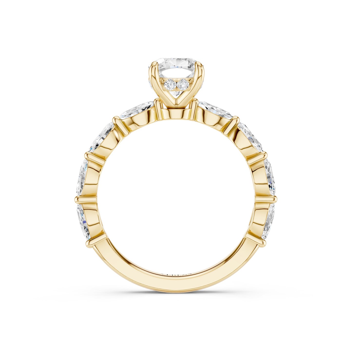 Cushion-Marquise  Hidden Halo Diamond Ring