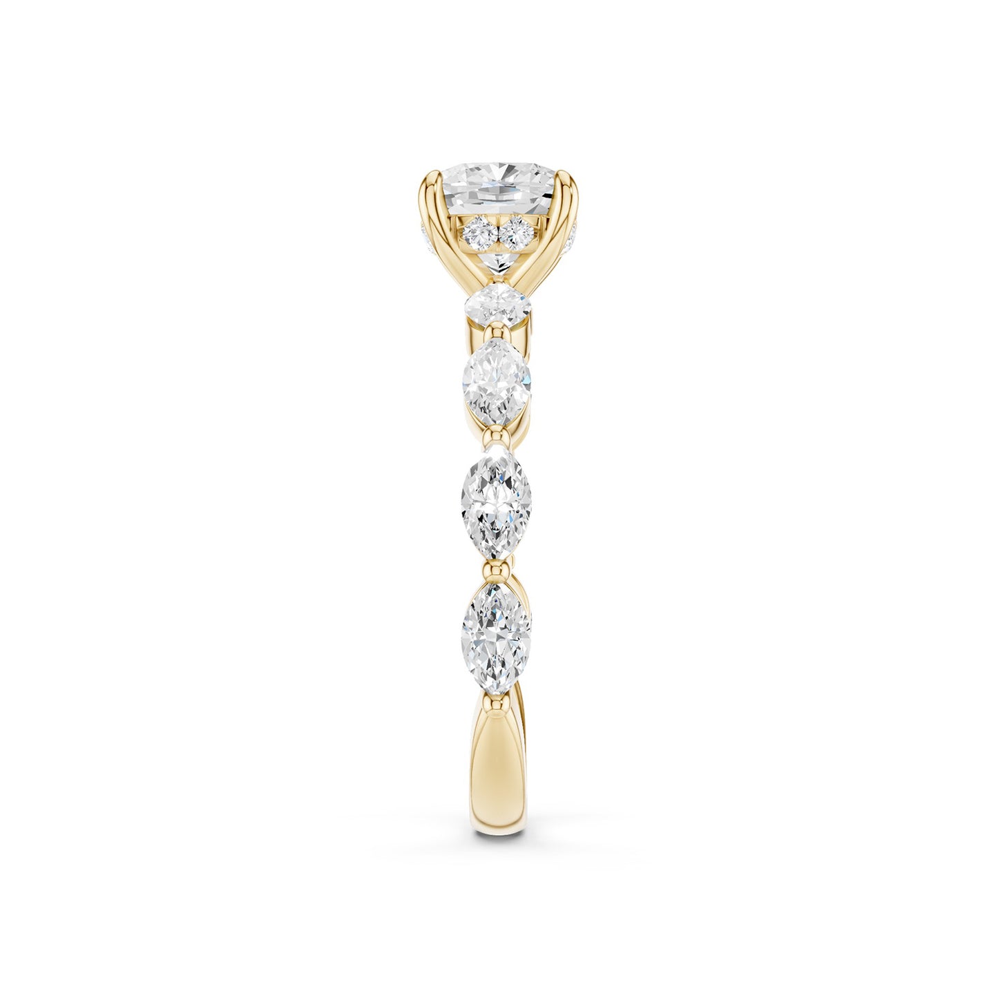 Cushion-Marquise  Hidden Halo Diamond Ring